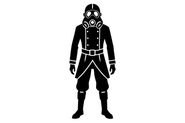  Soldier in Gas Mask Silhouette Vector Illustration