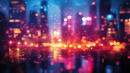 Wall Mural - an abstract depiction of city lights at night.