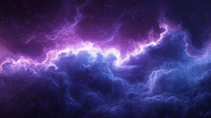 Poster - A purple and blue sky with stars and clouds