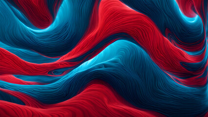 The abstract background composed of blue and red liquid wave shapes is full of artistic sense