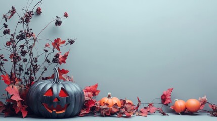 Wall Mural - Halloween Themed Arrangement with Empty Space for Text