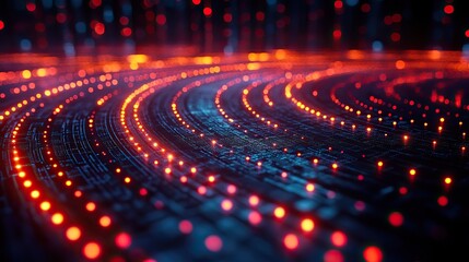 Wall Mural - an abstract technology background focused on data transfer and network connectivity with a 3d render