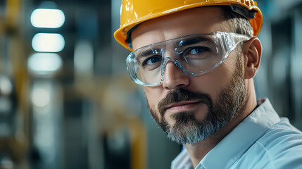 An engineer of middle age performs quality control checks at a production facility