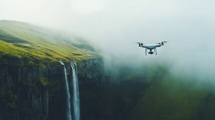 Aerial photographer flying a drone to capture breathtaking landscapes