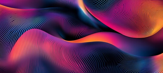 Wall Mural - A vibrant, neon abstract pattern with a large dark area for text