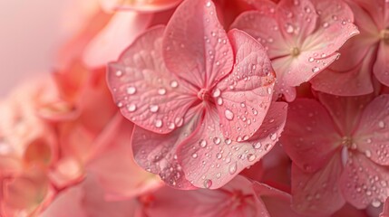 Wall Mural - A close up of a pink flower with water droplets on it