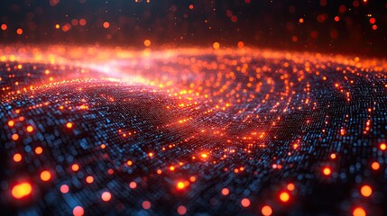 The abstract network with random programming code highlights web and software development, reflecting digital connectivity.