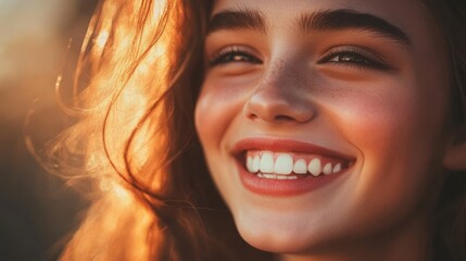 Wall Mural - Smiling face with soft natural lighting creating a warm atmosphere