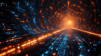 Wall Mural - the abstract technology background includes glowing lines and a 3d tech wallpaper for a computer-gen