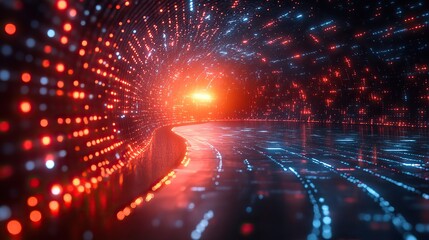 Wall Mural - the abstract technology background showcases big data and digital code with futuristic dots and 3d r