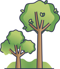 illustration of two trees with green foliage, symbolizing nature and growth.