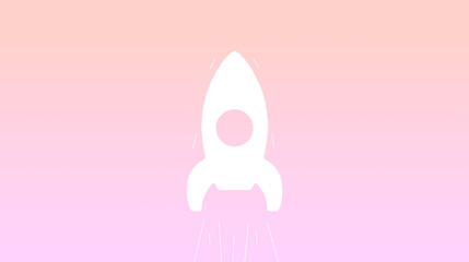 illustration of a rocket on a pink background