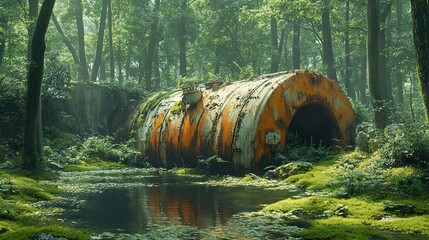 Poster - Forgotten Tunnel in a Lush Forest