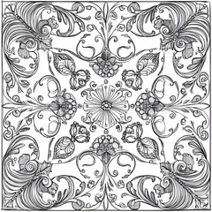 carpet or tile pattern 2D illustrator doodle wallpaper