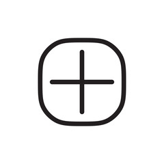 Wall Mural - plus summing cross sign in soft square black outlined illustration for ui. vector icon in flat style
