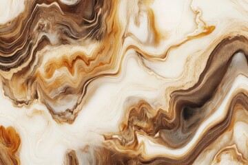 Aufkleber - Coffee and cream merge, producing a beautiful marbled abstract pattern with swirling warm hues on a smooth background. Generative AI