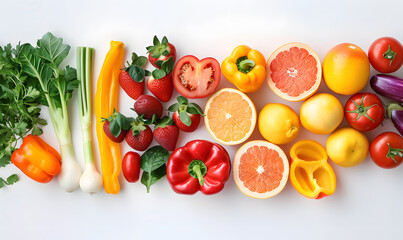 Wall Mural - vegetable and fruits photo or illustrator on white background