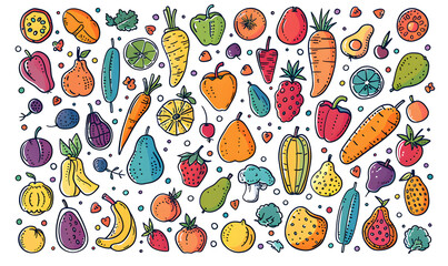 Canvas Print - vegetable and fruits photo or illustrator on white background