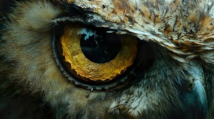 Wall Mural - Close-Up of an Owl's Eye: A Glimpse into Nature's Beauty