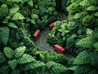 Minimalist background of a truck driver on the road, capturing the essence of the transportation and logistics industry with a focus on cargo delivery and freight movement.

