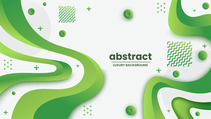 Wall Mural - Modern Graphic Element with Abstract Geometric Shapes. Gradient Luxury Background. Design Element For Web Banners, Posters, Green and White, Vector Illustration