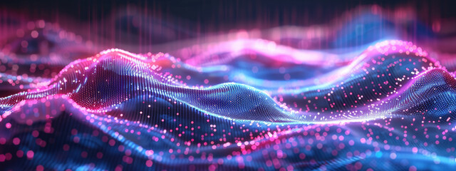 Wall Mural - Abstract Purple and Blue Wavy Grid Pattern Creating a Dynamic Visual of Movement and Modern Digital Aesthetics