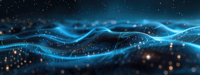 Wall Mural - Vibrant Neon Light Curves and Waves Forming a Modern Abstract Scene of Digital Data Movement and Technological Flow