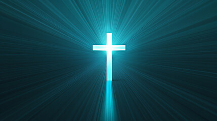 Wall Mural - Cross of light, radiating divine illumination, abstract background