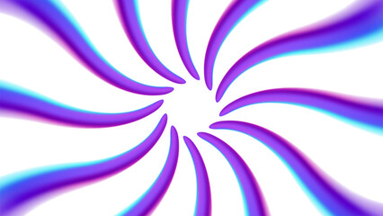 Wall Mural - 3D Fluid Blue Rays Zoom in Motion Effect, Purple Smooth Light Gradient Isolated on White Background, Vector Illustration