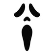 © Chelpanoff - Scream mask vector illustration. Scary face icon. Ghost face symbol. Horror movie killer mask sign. Scream Halloween costume pictogram. Death character concept.