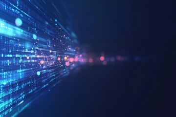 Wall Mural - Abstract blue blurred background with dots and lines, a technology banner design for business presentations or data visualization concepts on digital screens Generative AI