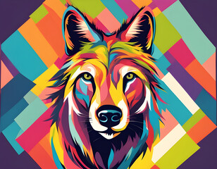 Wall Mural - colorful animal head with cool isolated pop art style background