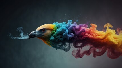 Canvas Print - Eagle with Colorful Smoke