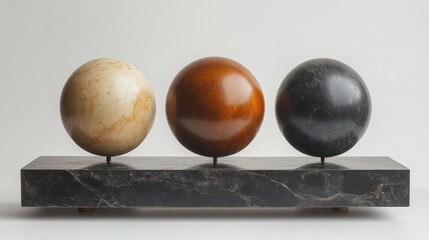 Wall Mural - Three Spheres on Marble Base