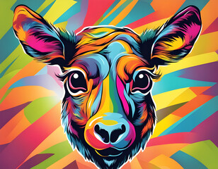 Wall Mural - colorful buffalo head with cool isolated pop art style background