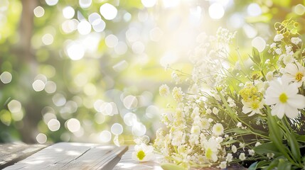 Wall Mural - Green_fresh_flowers_sunshine_halo_display_board_