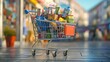 © Yeivaz - Shopping cart filled with items and groceries ready for purchase. Supermarket trolley full of goods