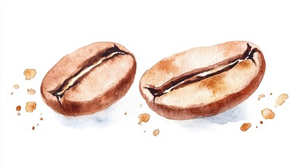 Wall Mural - Watercolor Painting of Coffee Beans