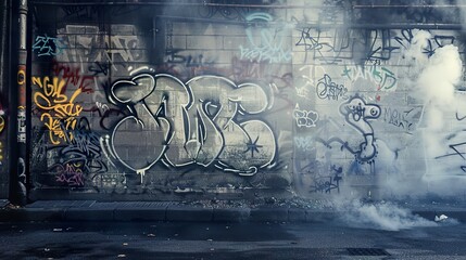 Wall Mural - Simple_and_atmospheric_cloud_and_mist_graffiti_back