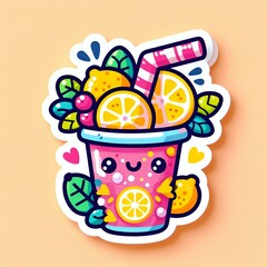 Sticker - Colorful fruits Tea Bliss