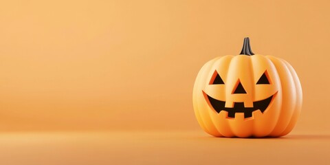 a halloween pumpkin on orange background