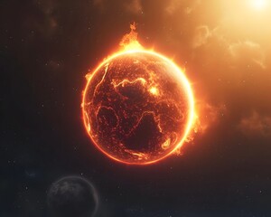Wall Mural - inhabitants of a planet orbiting a dimming sun facing diminishing light and cooling star challenge