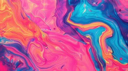 Canvas Print - vibrant neon marble swirls, an energetic display of high-contrast patterns in colorful abstract form