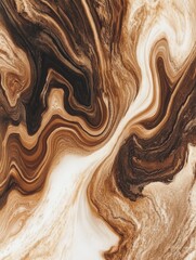 Canvas Print - The artful blend of coffee and cream forms an eye-catching abstract swirl of rich browns and soft whites. Generative AI