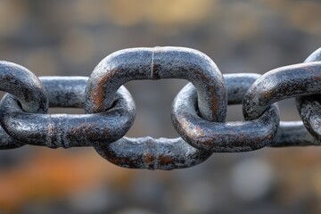 Close-up of a weathered metal chain link.