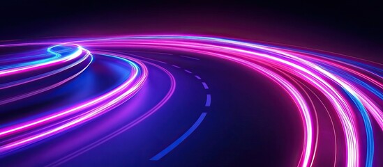 Wall Mural - Abstract Neon Lights on a Winding Road