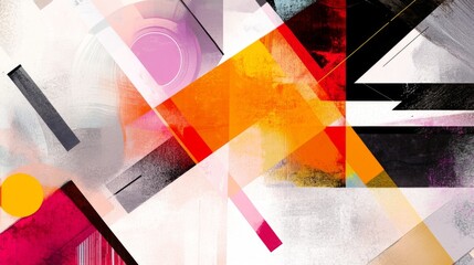 Aufkleber - An abstract composition of colorful geometric shapes and lines, illustrating the concept of modern graphic design and its use in digital media.