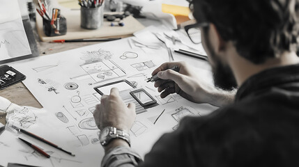 Designer’s Workflow Creative Sketch of a Mobile App