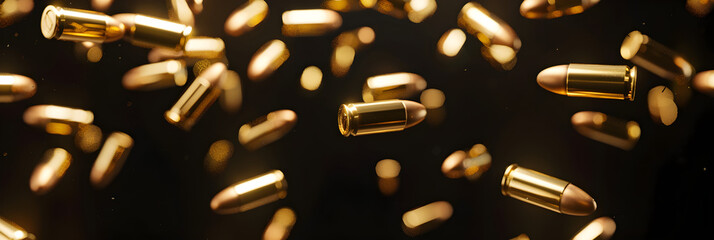 Poster - A realistic 8k gold bullets falling from the sky 