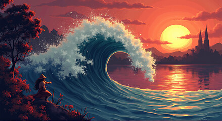 Wall Mural - sunset over the sea